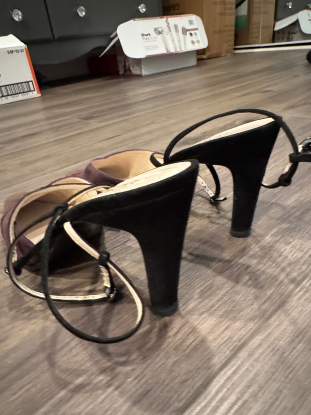 CHANEL Burgundy and Black Suede Pointed Slingback Heels - Picture 3 of 4